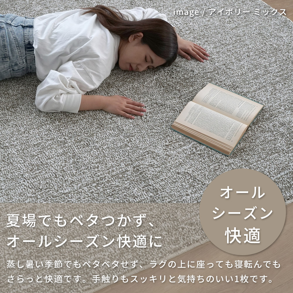 3色の糸でつくられたミックスカラー「洗える抗菌防臭防ダニ ミックスラグ」